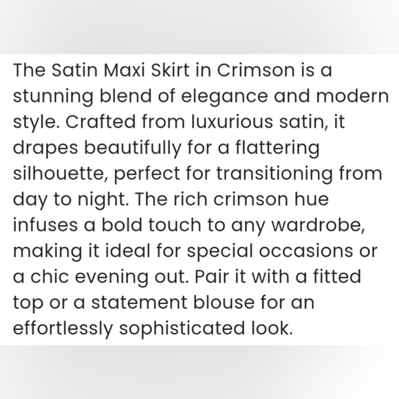 Brunette the Label Satin Maxi Skirt - red, size XS/S - Picture 2 of 3